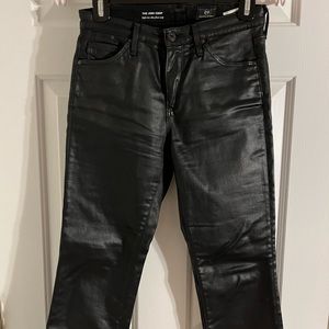 ANTHROPOLOGIE FAUX LEATHER CROPPED FLARE PANTS